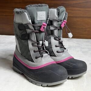 All in Motion Thermolite Girls’ Zip Lace-Up Winter Boots Gray/Pink - Size 4